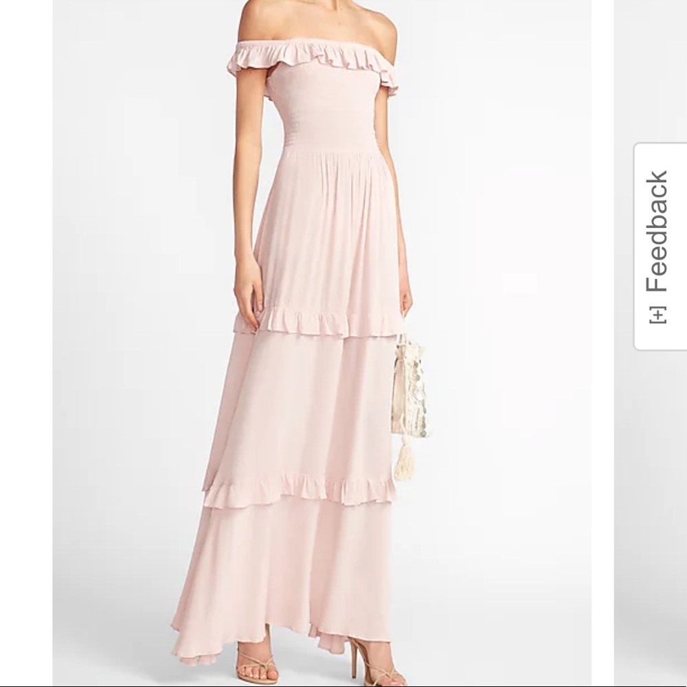Express Off The Shoulder Ruffle Maxi Dress